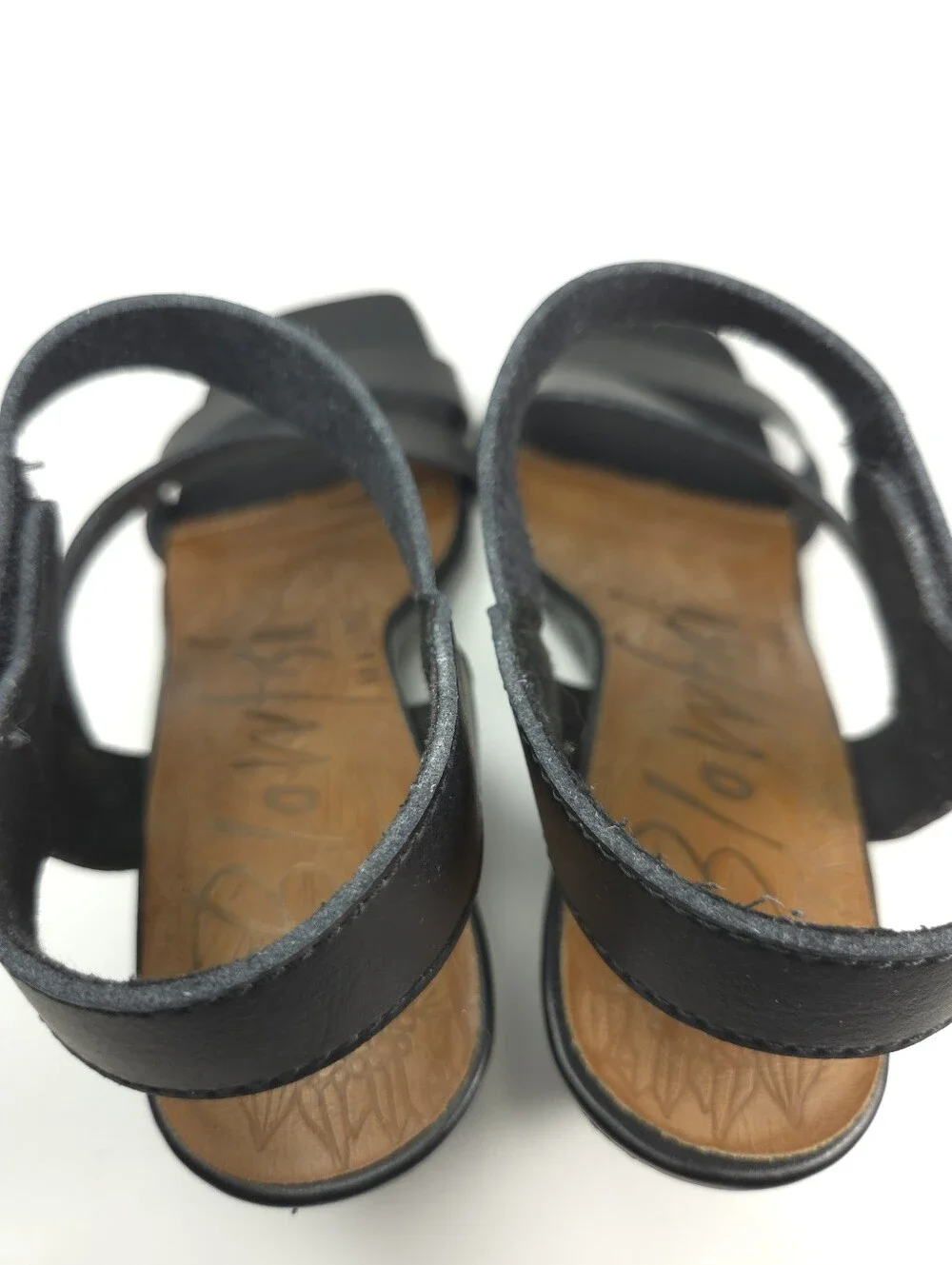 Blowfish Malibu Orchid Black Strappy Wedge Sandals Sz 7.5